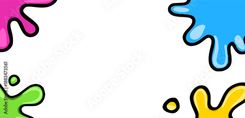 Colorful Holi paint splashes vector banner with copy space, bright abstract design