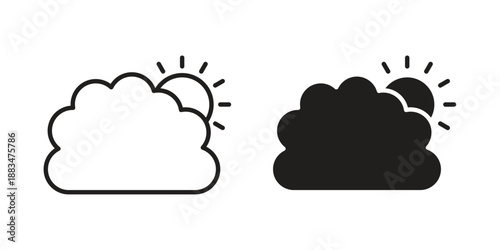 Partially cloudy icon suitable. Simple outline and solid style icon EPS10