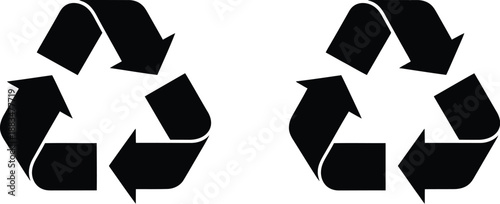 a simple illustration of the recycling symbol represented twice in black