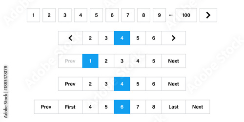 Set of website pagination bars for user interface design navigation. Horizontal navigation bars for web page. website navigation.