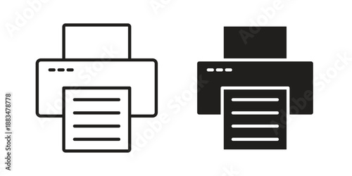 Print button icon suitable. Simple outline and solid style icon EPS10