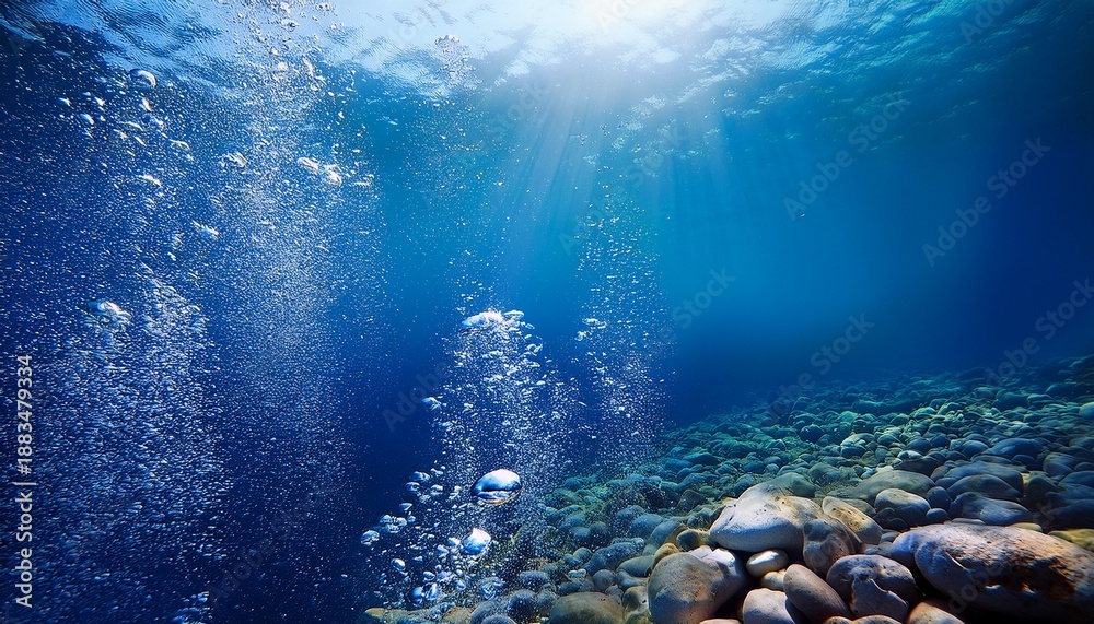 Obraz premium Bubble Bottom Seabed Under Water Underwater Water