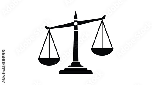 a simple black and white illustration of a balanced scale icon symbol