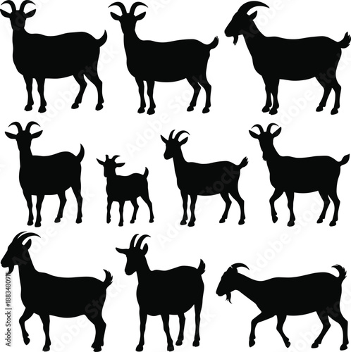 set of goat silhouettes