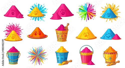 Vibrant Sand Buckets and Cones in a Playful Beach Scene