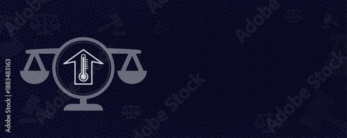 Climate change law and environmental warming concept as flat vector icon with copy space