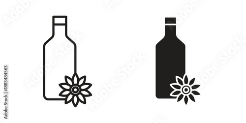 Sunflower oil icon suitable. Simple outline and solid style icon EPS10