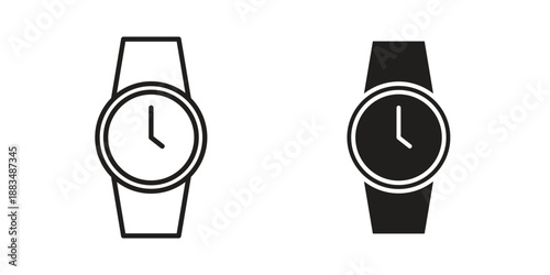 Watch icon suitable. Simple outline and solid style icon EPS10