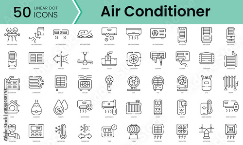 Set of air conditioner icons. Line art style icons bundle. vector illustration