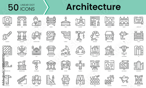 Set of architecture icons. Line art style icons bundle. vector illustration