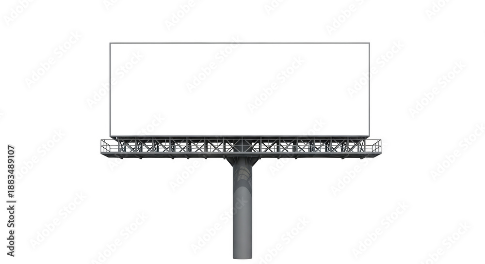 Fototapeta premium Large blank billboard advertisement structure outdoor advertising signage steel frame blank space for copy isolated on transparent background