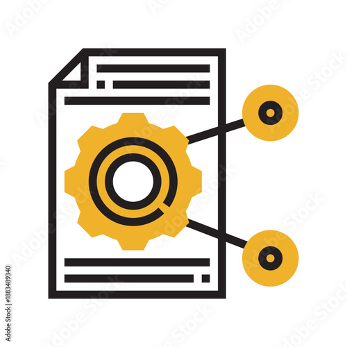 Document processing workflow icon Data management system configuration business automation technology information