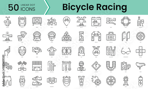 Set of bicycle racing icons. Line art style icons bundle. vector illustration