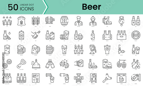 Set of beer icons. Line art style icons bundle. vector illustration