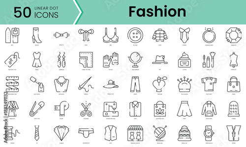 Set of fashion icons. Line art style icons bundle. vector illustration