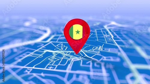 Senegal Flag Pin Location On Digital Map Revealing By Cloth
