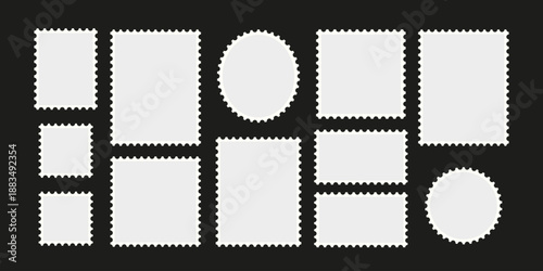 фотографія Blank postage stamp template set with different shapes