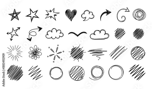 Wallpaper Mural Hand drawn cute scribble shape doodle icon collection Torontodigital.ca