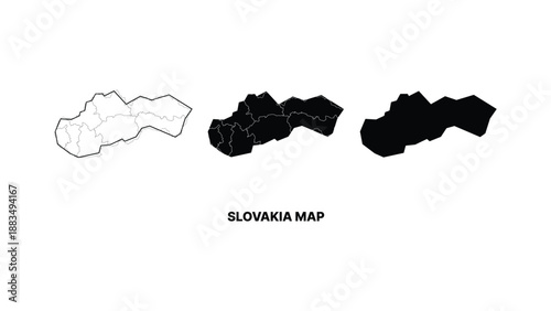 Minimalist black and white map of slovakia