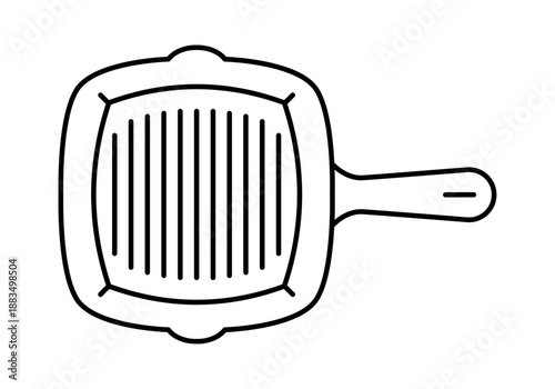 Icono de sartén grill cuadrada con mango para cocinar a la parrilla