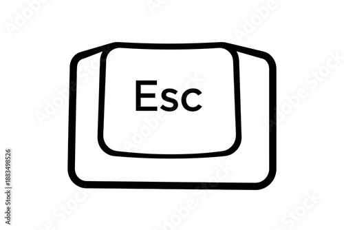 A hand drawn computer keyboard escape key button with text esc
