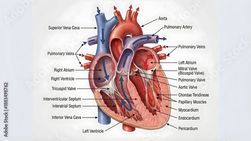 Human Heart Anatomy Labeled Frontal Cross Section