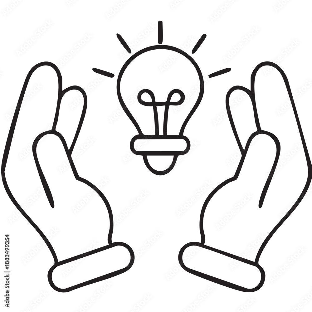 Obraz premium Hands Holding Idea Icon – Creative Innovation Vector