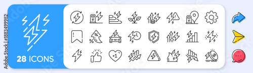 Energy line icons. Interest rate, AI generate, Inflation icons. Electric power, Charge station and Electricity price inflation set. Vector