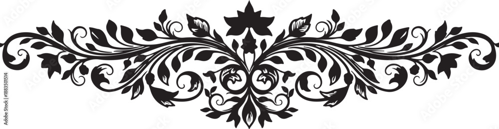 Fototapeta premium Ornate floral border vector illustration Vector