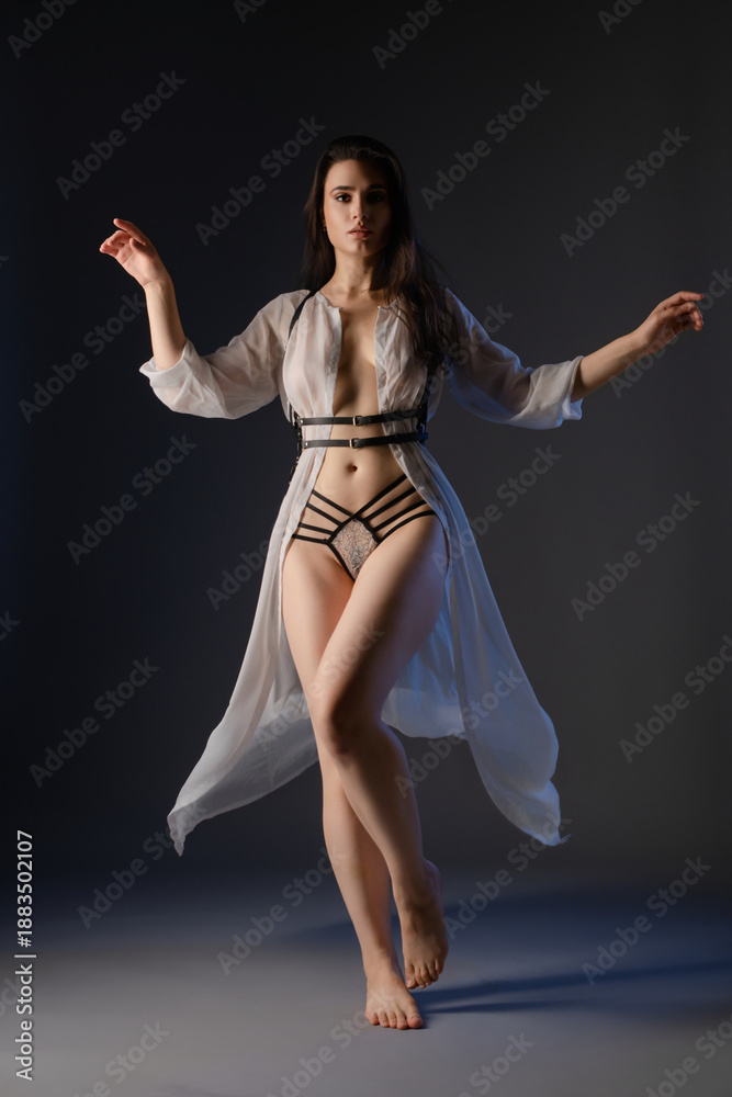 custom made wallpaper toronto digitalElegant dance expression of a woman in lingerie and flowing garment