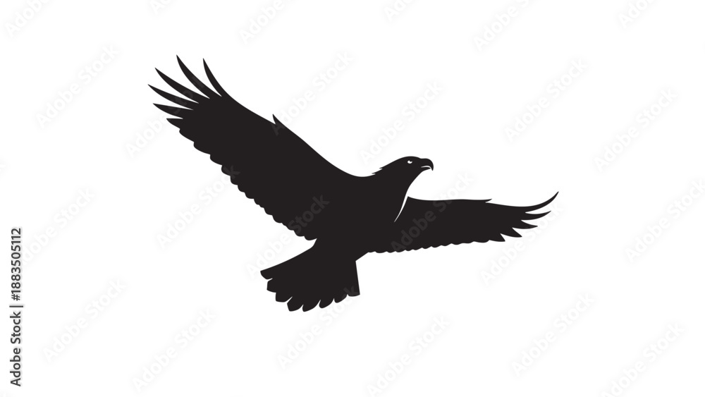 Obraz premium Silhouette of a bird soaring with outstretched wings on transparent background