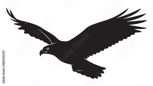 Silhouette of an Eagle in Flight Isolated on Transparent Background