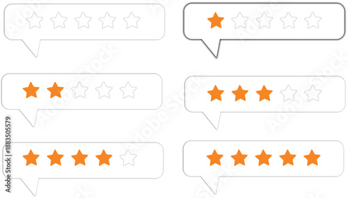 Star rating system progression showing various levels of customer satisfaction