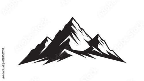 Stylized mountain landscape illustration on transparent background