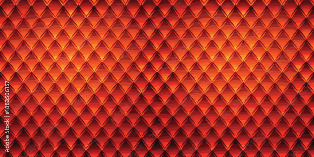 Fototapeta premium Vibrant red geometric pattern with 3D texture creating a striking visual impact.