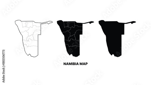 Minimalist black and white namibia map