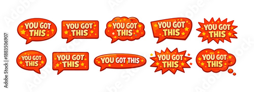 Motivational speech bubbles with encouraging message in comic style