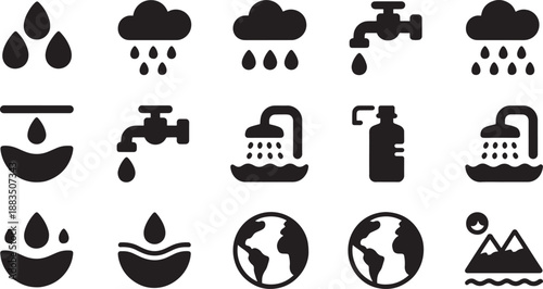 Black and white water and weather rain cloud faucet