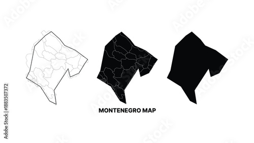 Minimalist black and white montenegro map