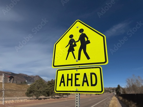 Pedestrian Crossing Ahead Sign