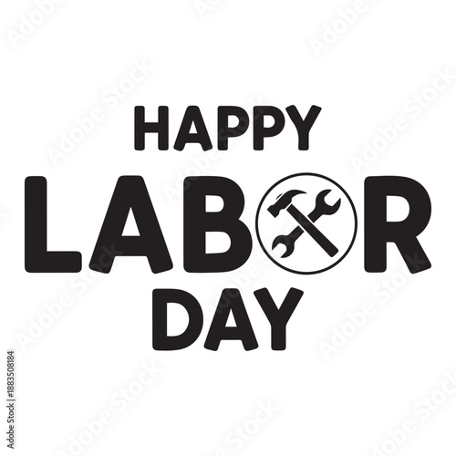 Happy Labor Day – Gear Emblem Typography T-Shirt Design