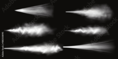 Transparent White Dust Smoke Spray Effect Collection for Dark Background Vector AI