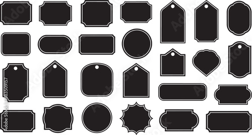 Blank label and tag in various shapes and sizes