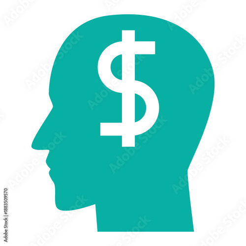 Human Head Silhouette Thinking About Money and Financial Profitability