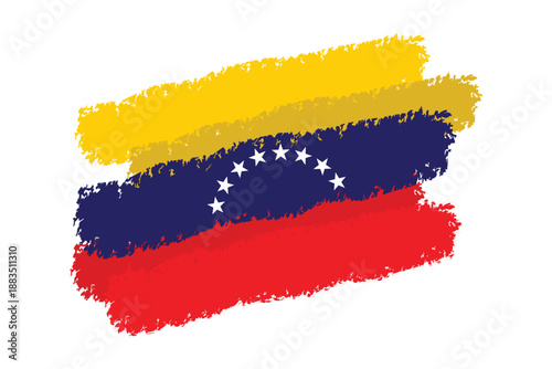 A dynamic, textured brushstroke interpretation of the Venezuelan national flag, Venezuela Brush stroke Flag design