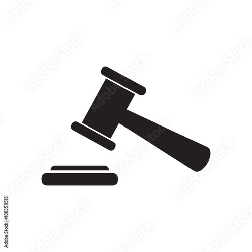 Auction hammer vector icon. Court tribunal flat icon.
