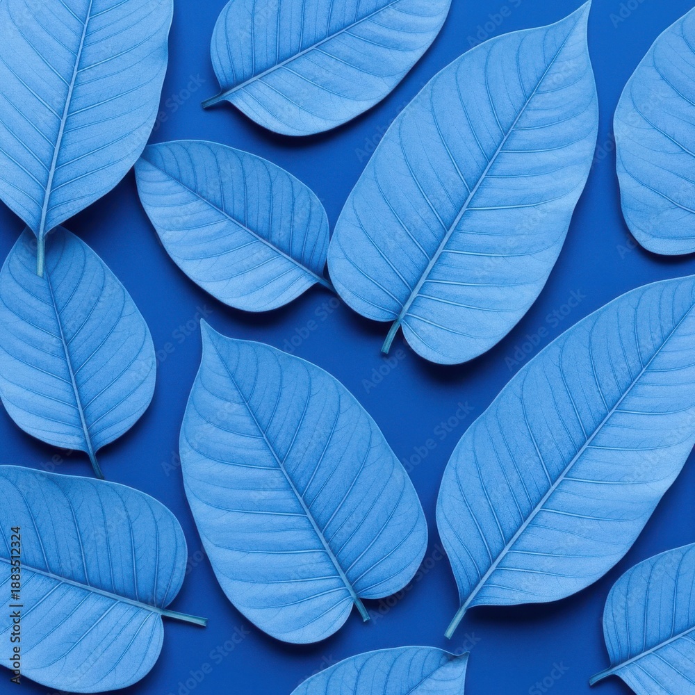 Obraz premium Blue leaves pattern