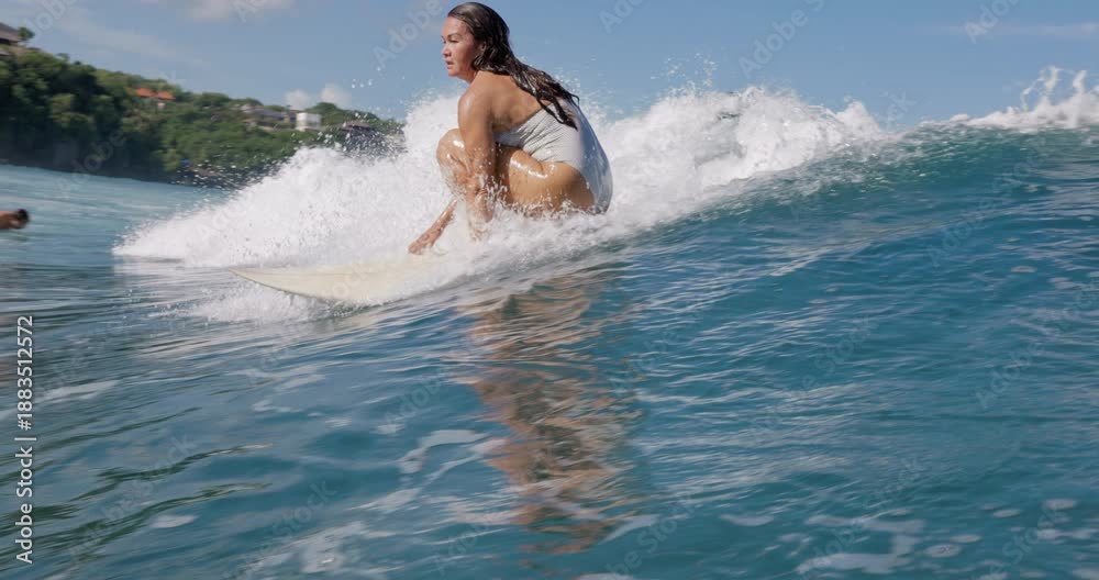 custom made wallpaper toronto digitalFemale surfer on surfboard during surfing. Surf girl and ocean wave