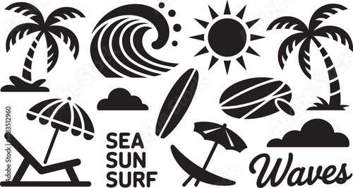 Summer and sea palm tree waves