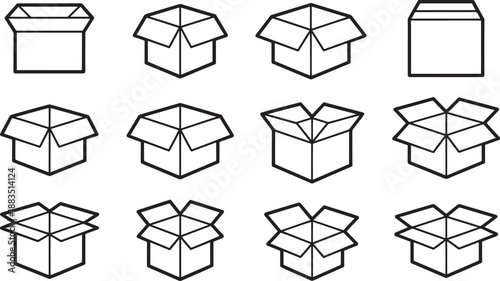 Various open cardboard boxes packaging shipping